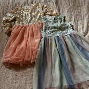 Cat & Jack Glittery Sequin Dresses - Peach and Multicolor